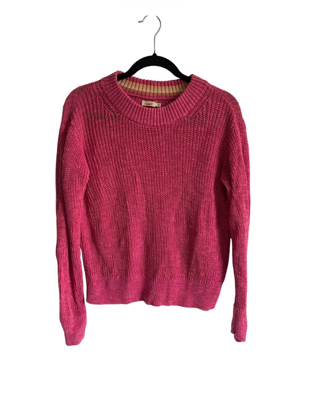 Faherty Linen Organic Cotton Pink Knit Sweater, Size Medium